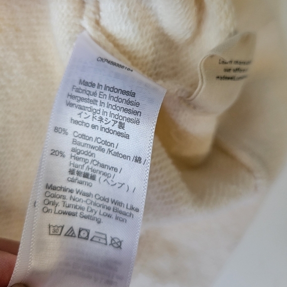 Madewell Cotton- Hemp Lace-up Sweatshirt in Antique Cream Size Medium - Picture 9 of 10